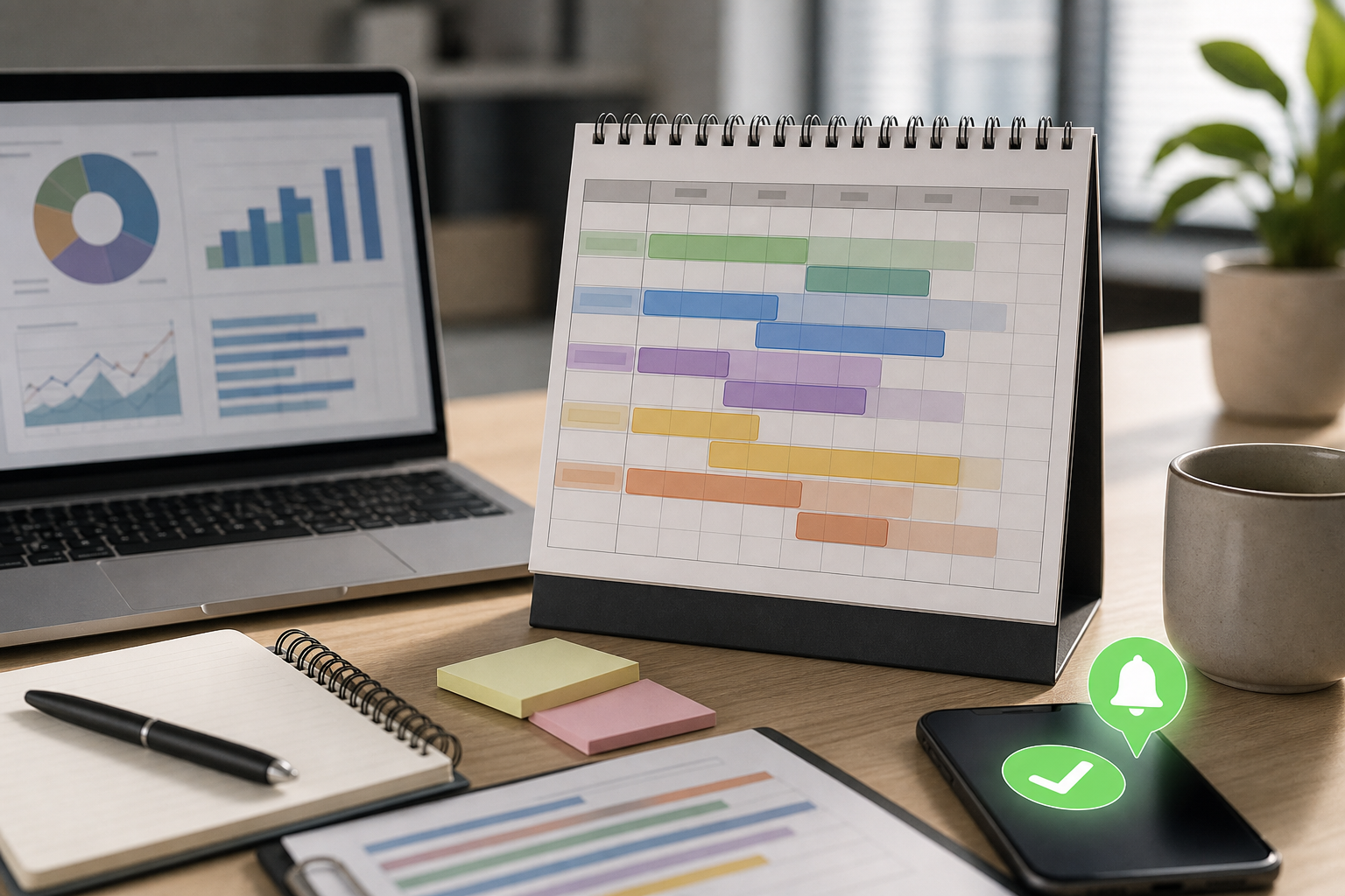 Staffing and scheduling visualization emphasizing availability confirmation to reduce project risk.
