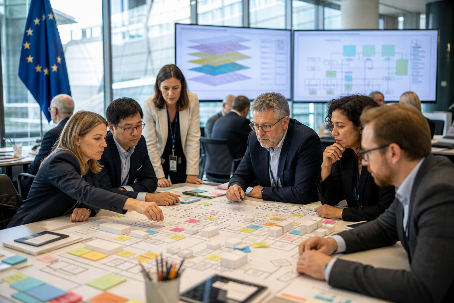 Architects from EU institutions collaborating on enterprise and solution architecture work.
