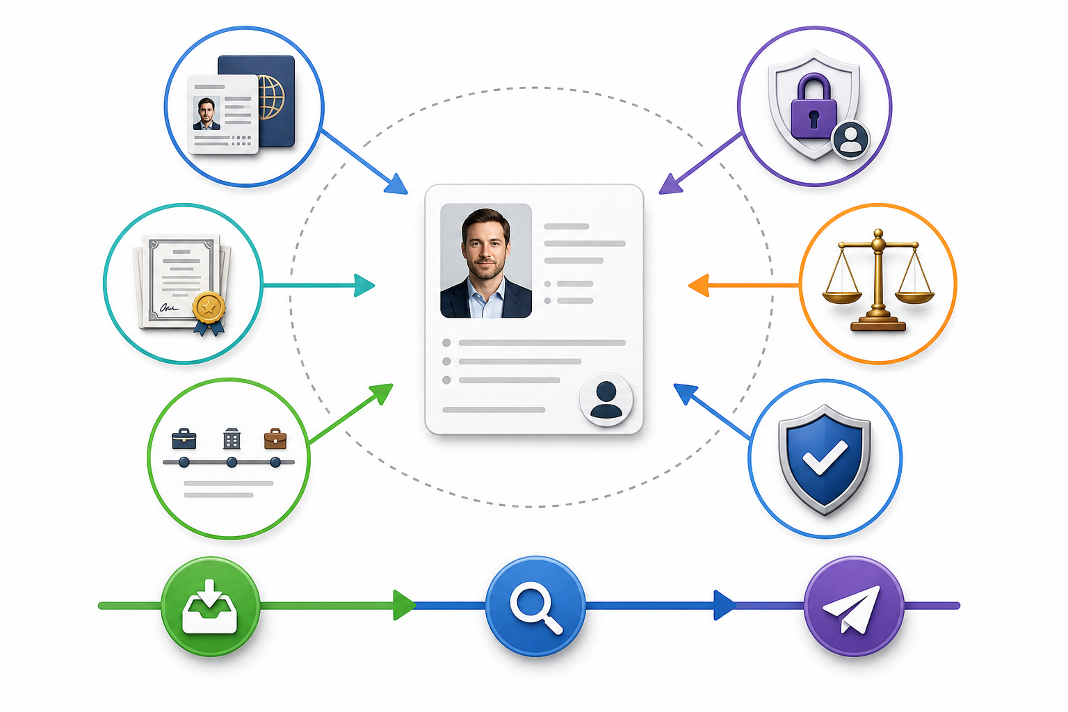 Verification workflow from profile intake to EU contract submission.