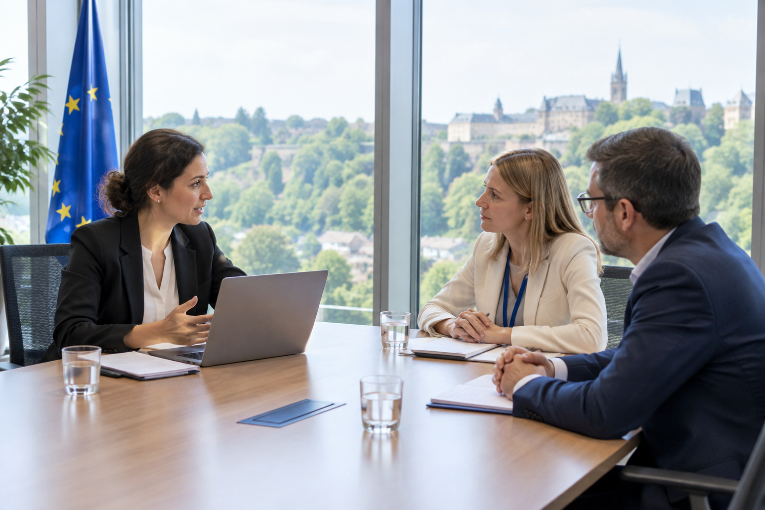 External consultants collaborating with EU staff in a meeting.